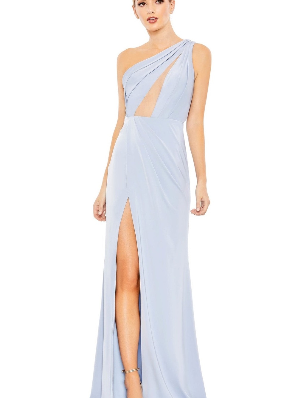 NWT Mac Duggal 50668 Satin Gown | Dusty Blue | Size 2 | MSRP $498